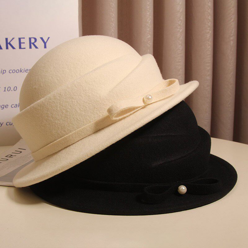 羊毛礼帽女秋冬法式优雅蝴蝶结毛呢渔夫帽赫本风气质名媛保暖盆帽,服饰配件/皮带/帽子/围巾,帽子,淘宝优惠券,粉丝福利购,淘宝优惠卷