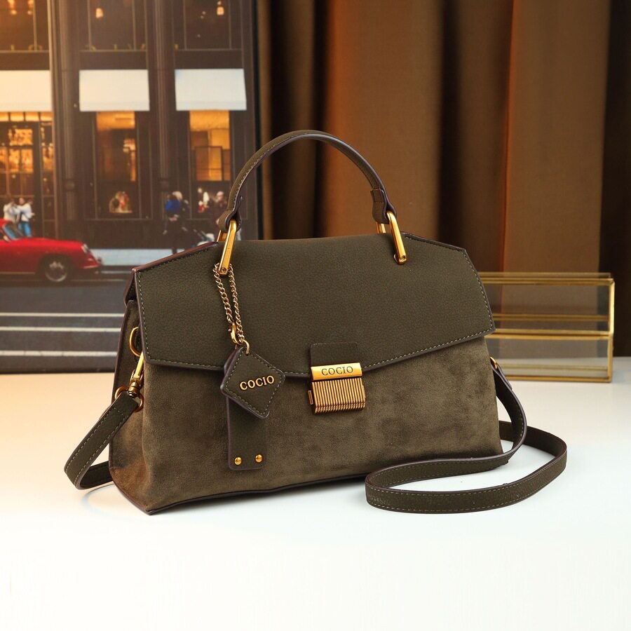 COCIO秋冬款原创荔枝纹高级感锁扣女包2025新款时尚百搭单肩斜挎