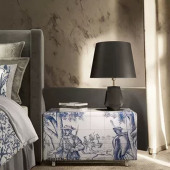 葡萄牙实木个性 金属床边储物柜子 彩绘床头柜轻奢艺术感设计师款