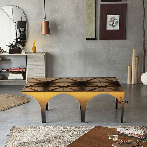 ZYCY玻璃异形轻奢水波纹茶几