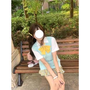 JK制服套装 女秋背心马甲 日系甜美基础百搭套头无袖 毛衣针织衫
