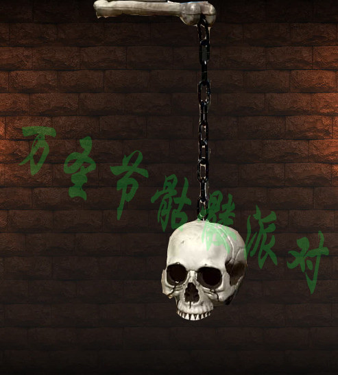 恐怖吓人酒吧光装饰用品整蛊场景道具万圣节鬼屋密室手提骷髅头灯