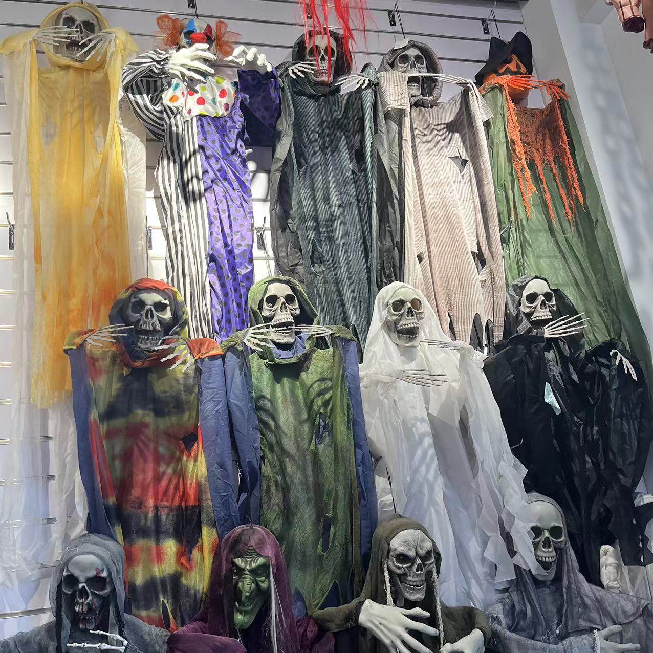 万圣节骷髅大吊鬼仓库清货随机恐怖道具鬼屋密室场景布置灯光款式