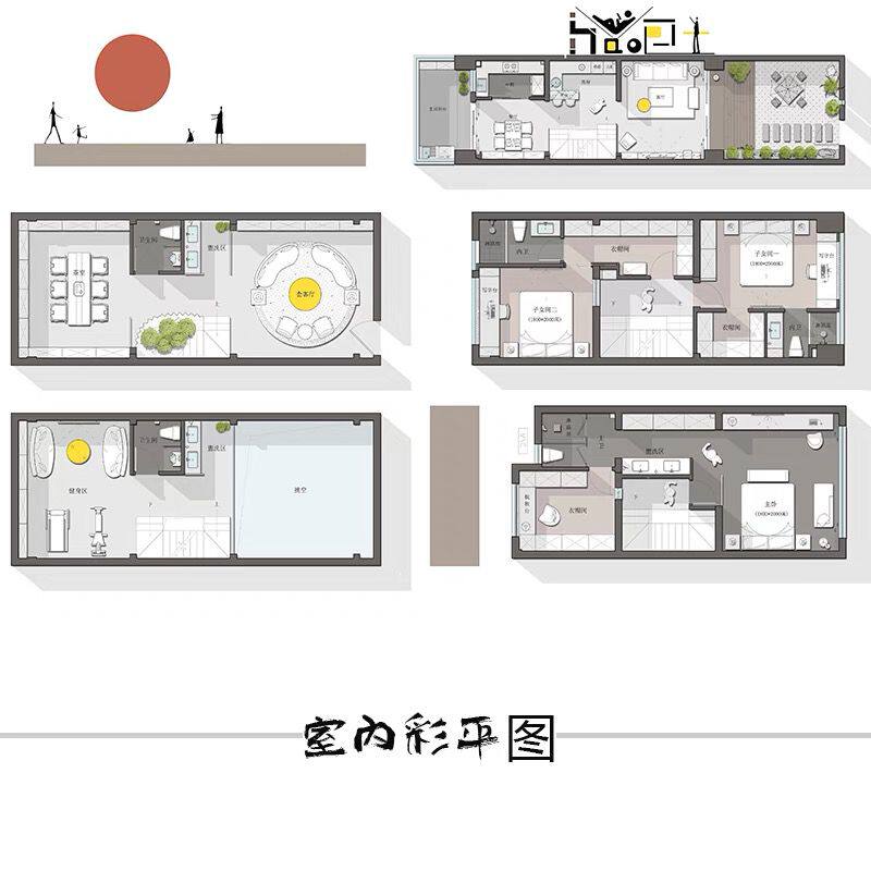 ps代画做 CAD户型彩平图填商标logo设计