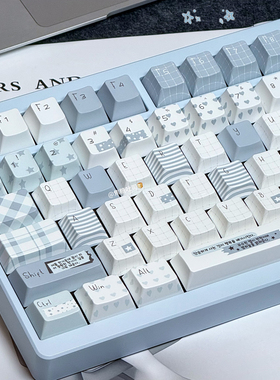 URE拼贴手账蓝/粉色磁轴键盘键帽PBT五面热升华客制化原厂高度