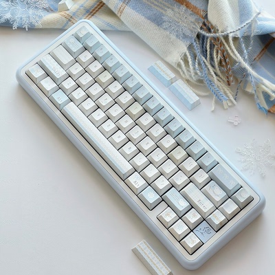 冬日来信键帽蓝色PBT+PC大全套