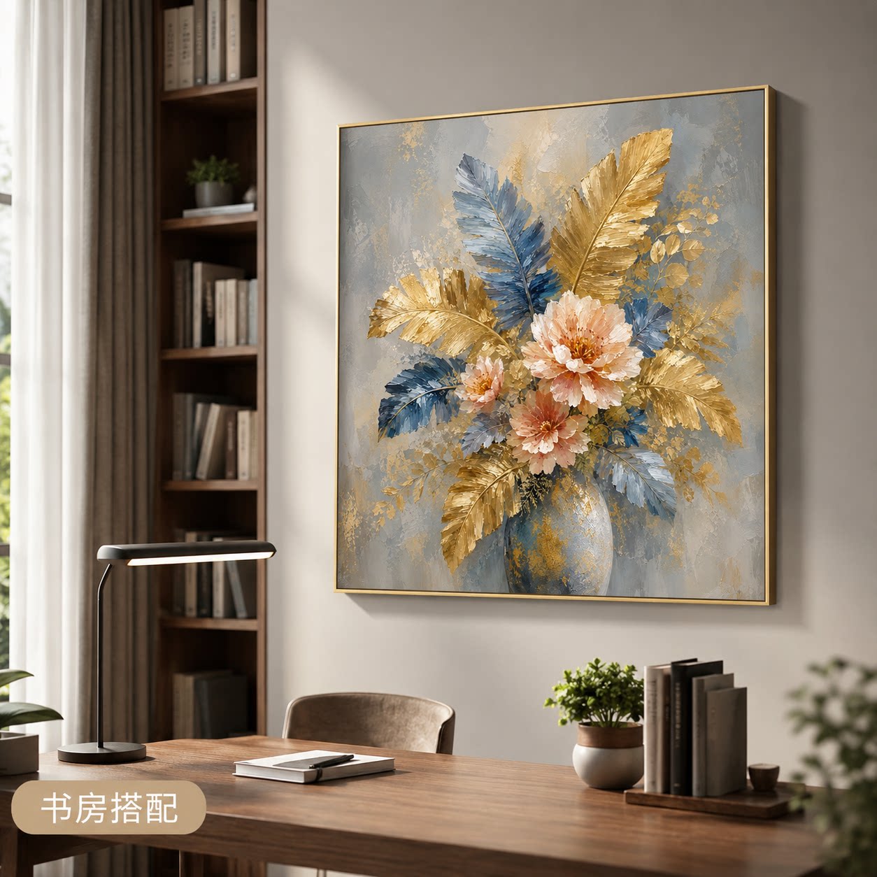 手绘油画花卉装饰画酒店民宿大堂软装壁画艺术挂画入户玄关床头画