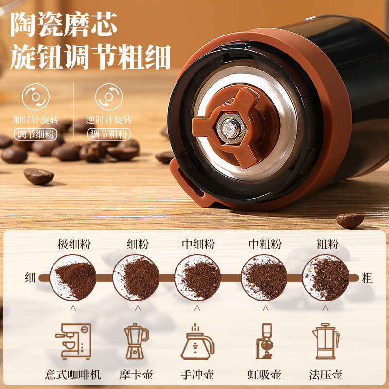 手磨咖啡机家用手冲手动研磨器电动咖啡研磨机充电手摇磨豆机