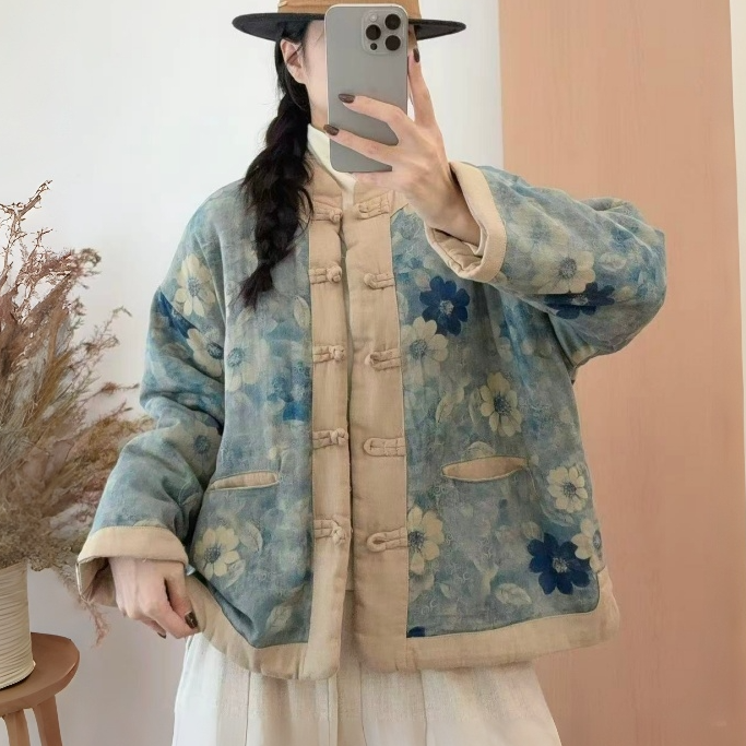 新中式复古盘扣立领棉衣