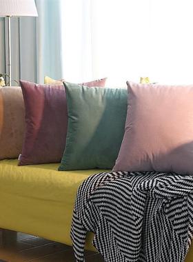 Solid-colored throw pillows Pink Cushions velvet backrest新