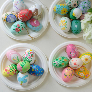 石膏娃娃手绘彩蛋儿童涂色白坯手绘石膏蛋3d立体学生彩绘手工涂鸦