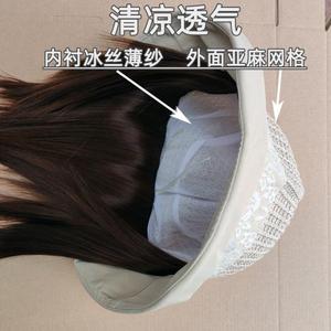 2021新款夏春秋假发连帽子戴短发直发一体时尚女蕾丝妈妈帽渔夫帽