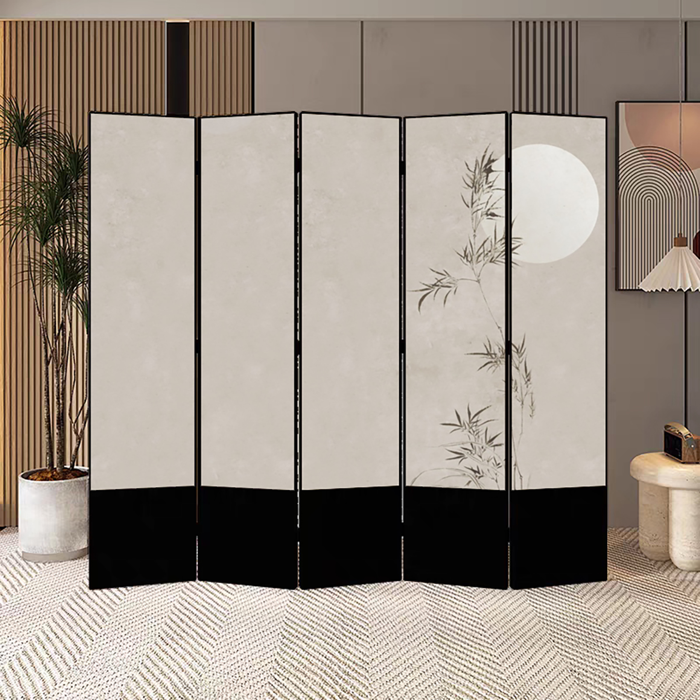 新中式定制竹子屏风折叠隔断