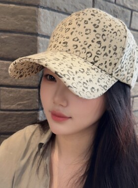 加大加深鸭舌帽子男女款豹纹帽子