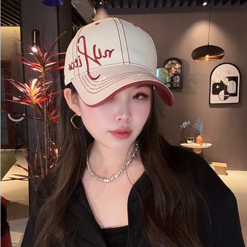 C83加大版硬顶新款复古刺绣字母鸭舌棒球帽百搭显脸小遮阳防晒帽