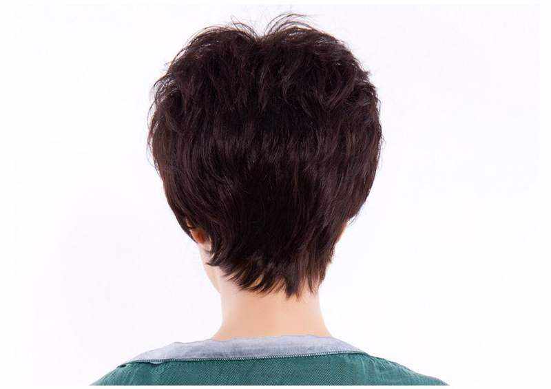 真发假发女短发发型妈妈短卷发自然假发套中老年假发头套真人发丝