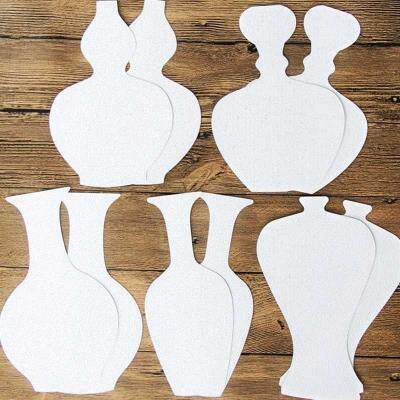 手绘手工制作材料幼儿园白底填色硬卡纸花瓶模具diy青花瓷创意