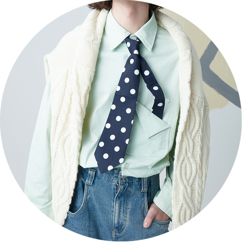 MIXSEVEN原创设计春夏新款复古印花蓝白波点领带男潮流百搭男女