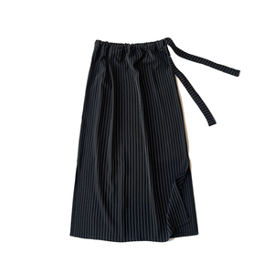 条纹半身裙女中长款高腰显瘦裙子