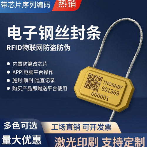 RFID电子铅封超高频标签一次性防剪钢丝封条锁扣防盗运输施封锁