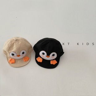 婴儿鸭舌帽超萌可爱小企鹅软檐遮阳帽子夏季婴幼儿宝宝出游棒球帽