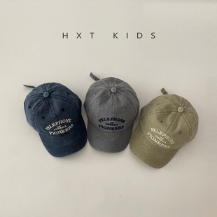 儿童鸭舌帽春秋季 洋气水洗牛仔小字母刺绣软顶遮阳帽子宝宝棒球帽