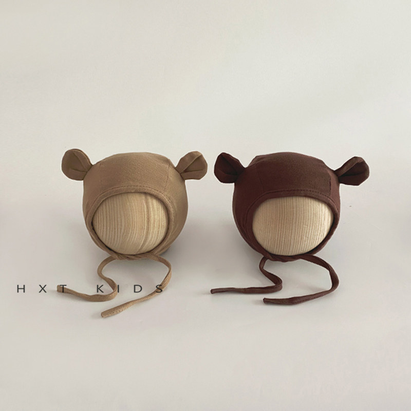 纯棉套头帽无檐小熊耳朵套头帽