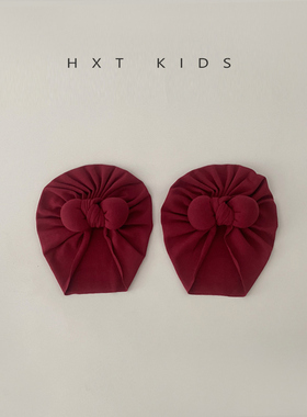 婴儿印度帽春秋季红色洋气周岁满月拍照帽子小月龄宝宝穿搭胎帽潮