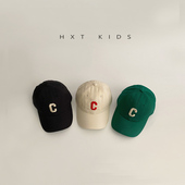 儿童鸭舌帽夏季 洋气c字母刺绣ins韩版 帽子男童女童宝宝春秋棒球帽