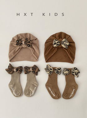 婴儿印度帽洋气蝴蝶结套装0-1岁新生儿宝宝春秋袜子时尚帽子潮夏
