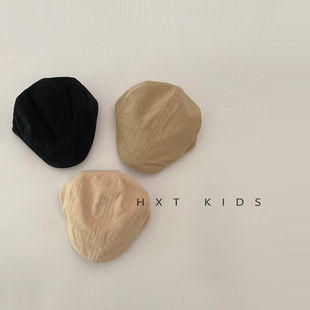 儿童前进帽春秋季纯色复古文艺报童帽婴幼儿宝宝开春洋气穿搭帽子