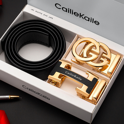 CailieKaile男士皮带真皮自动扣