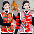 东北大花马甲加绒立领盘扣马夹加厚坎肩抖音打鼓演出广场舞民族风