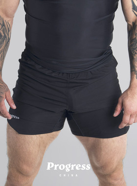 PROGRESS 学院系列 短裤黑色 单层 巴西柔术BJJ 官方直营
