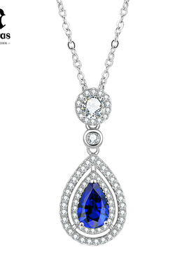 MALERAS培育蓝宝石S925银项链伯爵花园项链