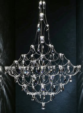 轻法式别墅楼梯水晶长吊灯