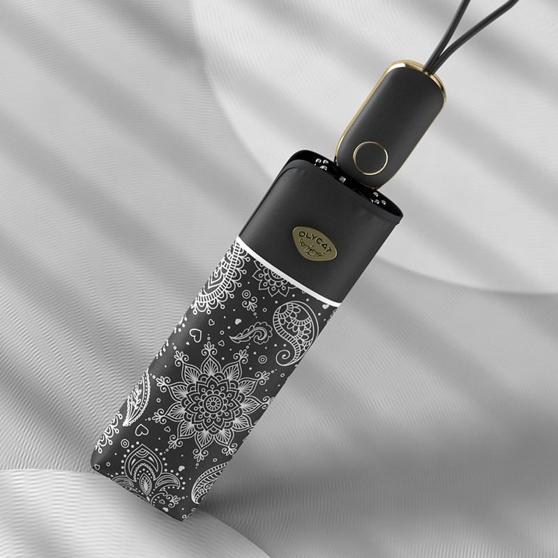 日本超轻全自动三折叠晴雨伞黑胶防晒防紫外线遮阳伞UPF50+太阳伞