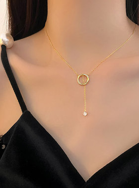 纯银莫比乌斯环流苏项链女圆环吊坠情人节生日送女友礼物情人节