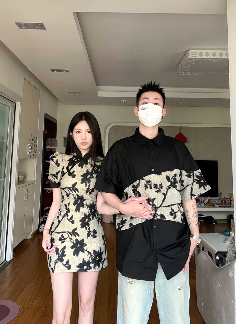 复古风别致修身旗袍式连衣裙