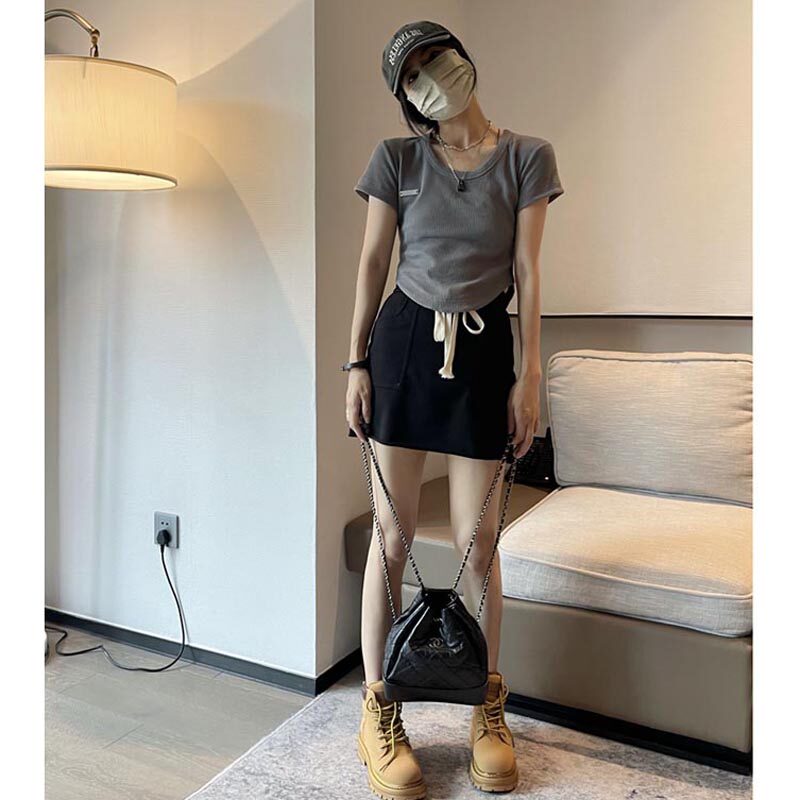 辣妹随性舒适百搭h型短裙夏季高腰显瘦a字半身一步裙休闲运动裙子