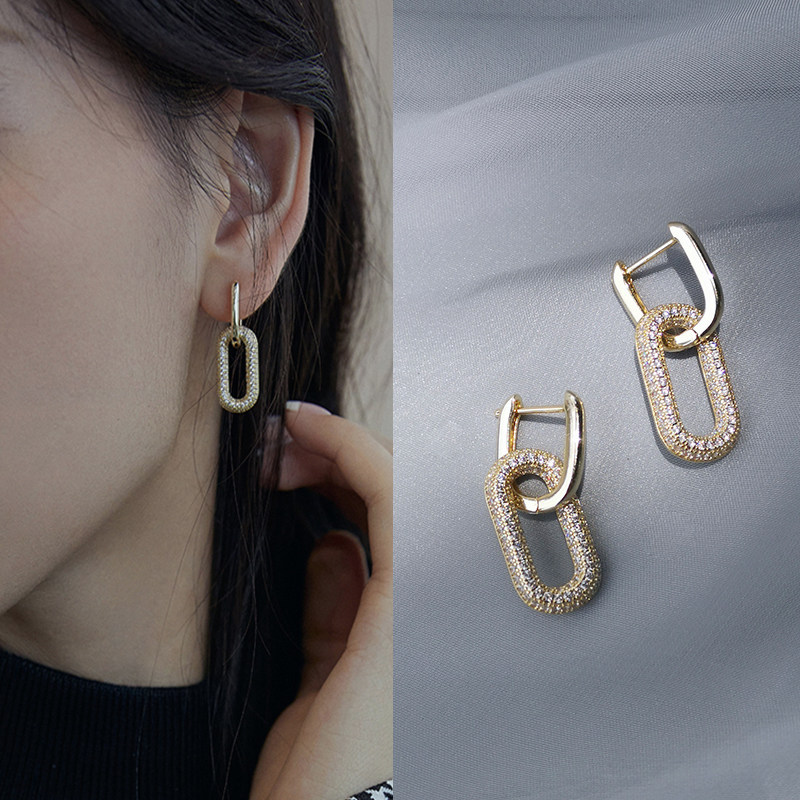 Earrings, women's pure silver, 2026 new trend, niche design, earrings, light luxury, two-piece ear buckle, temperament earrings