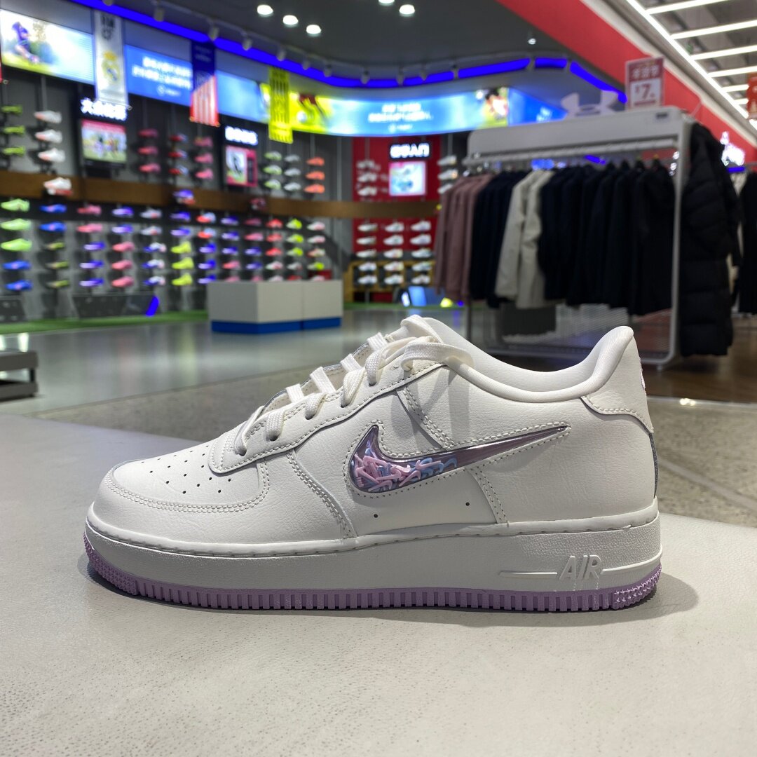 耐克AF1女大童小勾白紫板鞋
