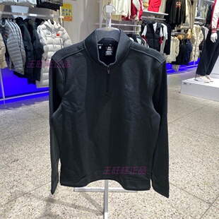 安德玛UA新款上衣男士休闲运动跑步健身半拉链黑色卫衣6003722