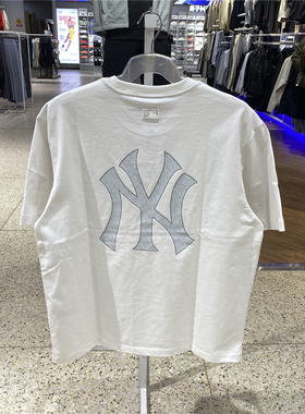MLB专柜现货 正品男女同款大LOGO背标短袖时尚潮牌T恤3ATSM0463