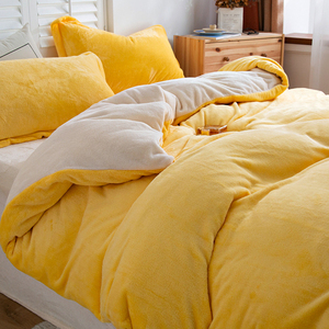 被套冬天珊瑚绒被罩150x200宿舍单人2米x2.3黄色双面法兰绒四件套