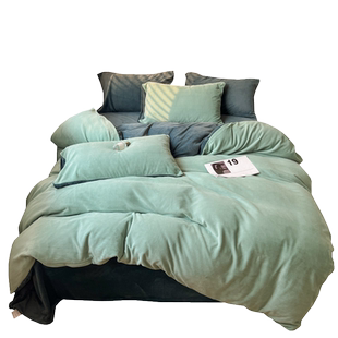 牛奶绒四件套男生冬款简约纯色珊瑚绒床上三件套双面加绒被套床单