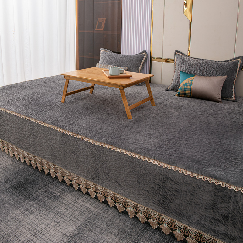 纯色牛奶绒榻榻米床盖床单单件专用夹棉防滑床盖农村大炕套罩垫毯