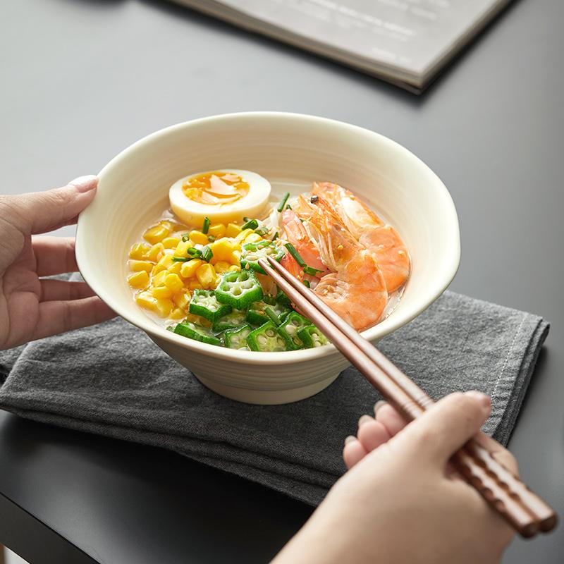 新居意home18cm 7英寸家用米饭碗拉面碗陶瓷餐具个人学生宿舍微瑕
