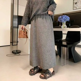 【年末6折】媛子家大码秋冬季宽松百搭垂感纯色松紧腰半身裙女