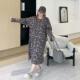 设计感宽松通勤遮肉胖mm豹纹连衣裙女 媛子家大码 5折清仓 韩版